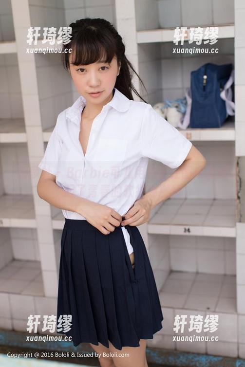 波萝社-Barbie可儿 波萝社 - Barbie可儿用校服在图库里燃起了青春的软绵绵激情